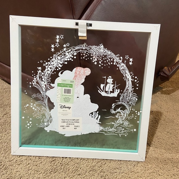Disney The Little Mermaid Ariel Glass Wood Hanging Wall Decor 14” Square - Picture 4 of 4